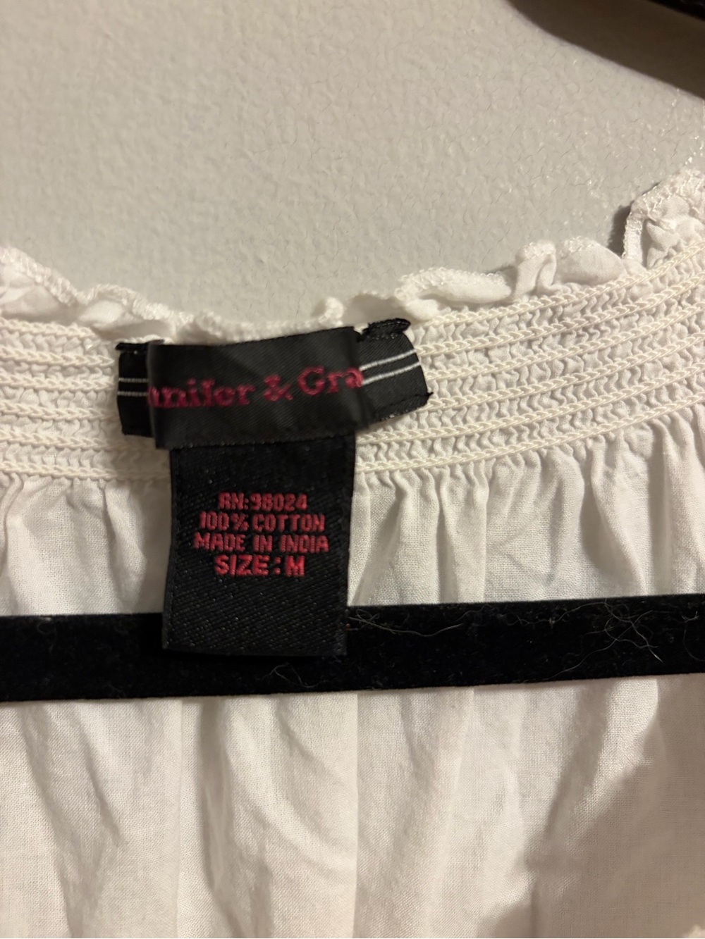 Jennifer & Grace White Peasant Top with Pink and Green Embroidery - Picture 4 of 5